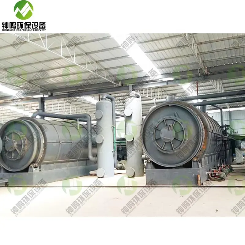 High quality tire to oil recycling pyrolysis equipment convert organic waste rubber into oil  carbon black for sale