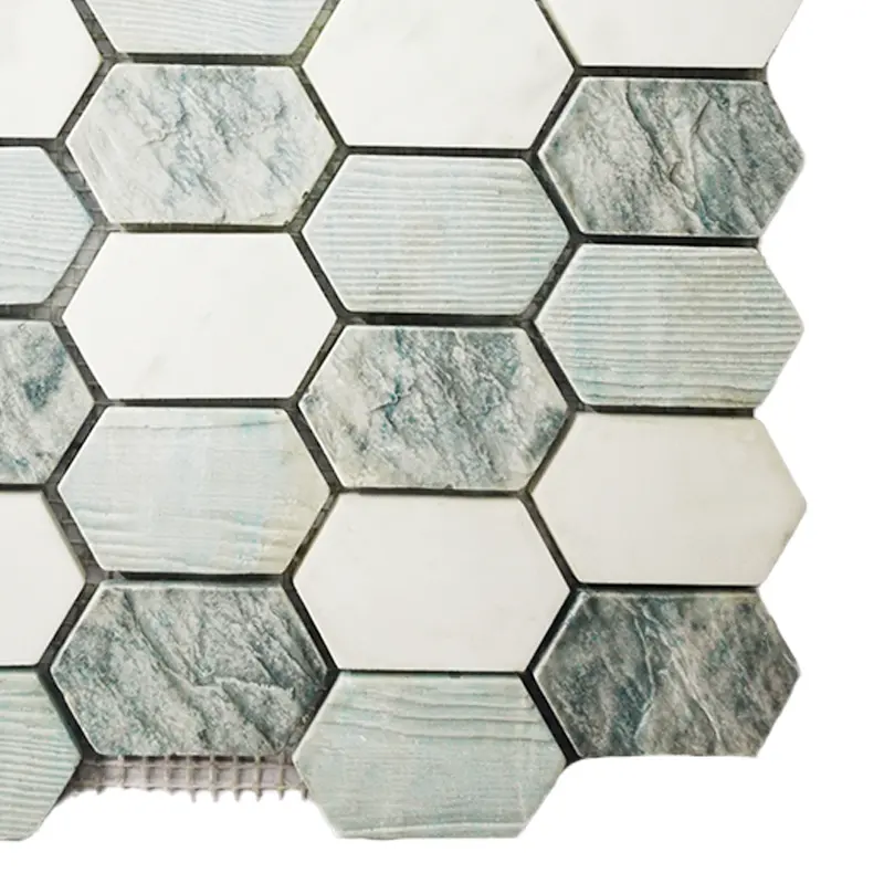 Mozaïek Fabriek Ondersteuning Maatwerk Hexagon Hars Mozaïek Voor Wandvloer Decoratie Badkamer Keuken Mozaïek Tegels