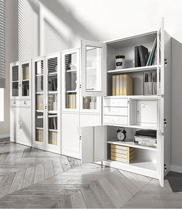 خزانة تخزين معدنية بتصميم عصري مع أرفف قابلة للتعديل وبابين قابلين للقفل، خزانة للمرآب والمطبخ - Product Image 6