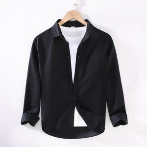 Camicie Estive da Uomo in Cotone a Maniche Lunghe, Casual, Tinta Unita, con Colletto e Bottoni, Abbigliamento Casual Maschile - Product Image 4