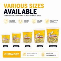 Gobelets à popcorn personnalisés en papier, qualité alimentaire, imperméables, biodégradables, fournisseurs en gros, gobelets à popcorn personnalisés pour cinéma et restauration rapide