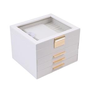 Boîte à bijoux en cuir personnalisée avec logo pour filles, en velours, pour le rangement de bijoux, avec fermeture à pression, pour boucles d'oreilles, colliers et pendentifs, vente en gros - Product Image 6