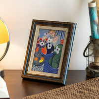 Cadre photo vintage en résine à finition ornée avec présentoir en plexiglas, durable, écologique, décoration rétro pour la maison, décoration de table