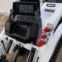 Mini-chargeuse compacte sur chenilles robuste avec commande hydraulique par joystick, console numérique, 20 MPa, triple coupleur, et benne basculante sur chenilles