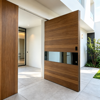 Porte de jardin pivotante en aluminium sur mesure, finition bois, gravée CNC, porte piétonne extérieure avec serrure intelligente pour entrée de villa de luxe