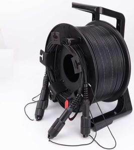 Exterior MM OM3 2x LC Duplex 4 núcleos Broadcast Cable de fibra óptica Chaqueta flexible reforzada de acero con carretes de cable desplegables - Product Image 2