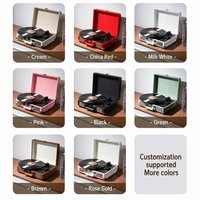 Tourne-disque portable rétro 3 vitesses avec haut-parleurs stéréo intégrés, lecteur de disques vinyles