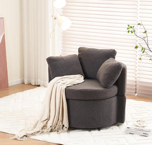 Fauteuil pivotant et de rangement moderne en tissu avec coussin de dossier pour salon, bureau à domicile et hôtel, gris foncé - Product Image 4