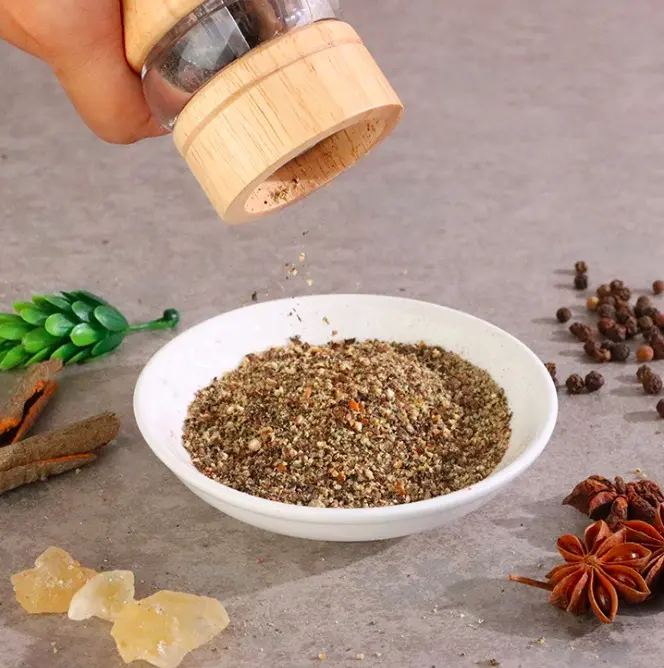 Moedor de pimenta de madeira pmma, moedor de pimenta visual de borracha e sal de madeira, moinho de cerâmica, coquetelos à mão