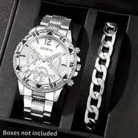 Ensemble de 2 montres pour homme avec bracelet en acier, cadran arabe, montres de business pour homme, ensemble de bijoux, Relogio Masculino