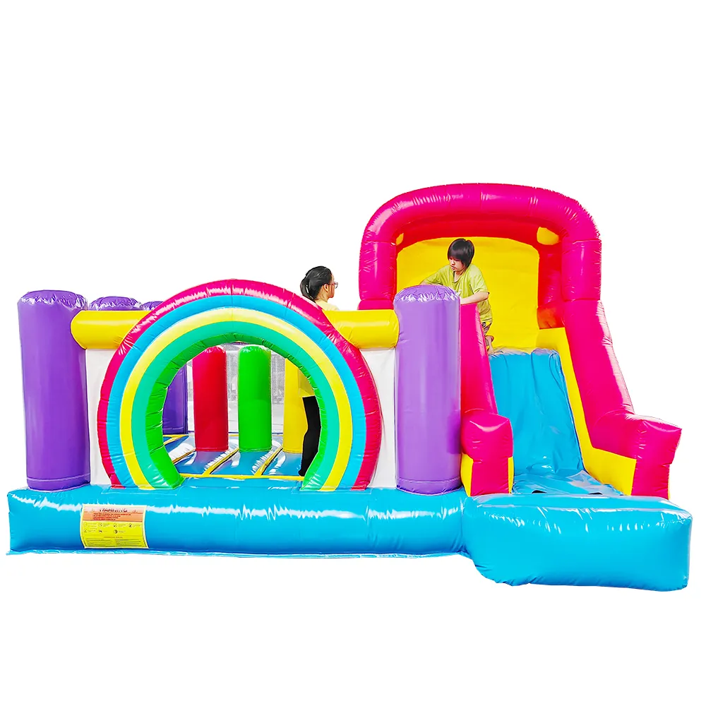 Preço barato Brand New inflável bouncer brinquedos slide Rainbow inflável Bounce House backyar