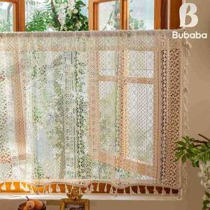 Rideaux courts en voile à franges ajourées de style américain Bubaba <span class=keywords><strong>pour</strong></span> cuisine et <span class=keywords><strong>chambre</strong></span> à coucher - Rideaux courts en voile - Product Image 4