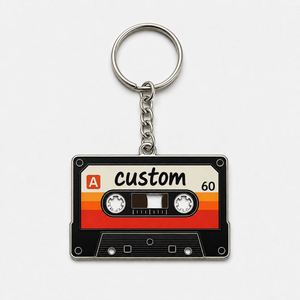 Porte-clés en gros personnalisés en forme de cassette, chaînes rétro pour bandes audio, promotion pour les magasins de musique vintage, cadeaux pour activités culturelles, porte-clés - Product Image 2