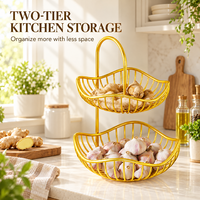Panier de rangement en fer pour oignons, gingembre et ail, support de présentation de légumes de comptoir, style moderne et minimaliste pour la maison