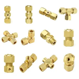 1/4"(6.35) / 3/8(9.52) High pressure Mist/Fog system ferrule type through/T/elbow/end/adapter brass fittings sleeve connector