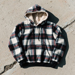 Cappuccio Plaid a doppio strato senza Zip con cappuccio per gli uomini Sherpa foderato pesante flanella invernale calda coperta oversize - Product Image 2