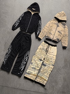 Ensemble de survêtement réversible avec logo du fabricant, décontracté, pour hommes, de haute qualité, streetwear, en molleton technique, personnalisé - Product Image 1