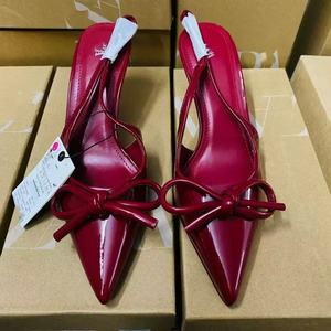 2025 nuevas sandalias vacías con espalda recta y lazo de charol y tacones <span class=keywords><strong>HHgh</strong></span> - Product Image 6