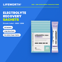 Sachets de récupération électrolytique LIFEWORTH Marque Privée 4,5G Saveur Baies de sureau Hydratation Sportive 20 x 90G ODM GMP ISO