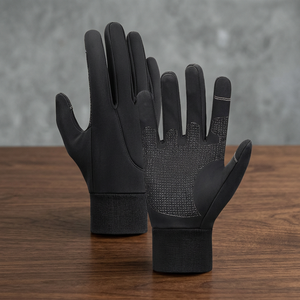 Sporty <b>Touch</b> <b>Screen</b> <b>Gloves</b> Black Polyester Wrist Length Outdoor Winter Use - Product Image 5