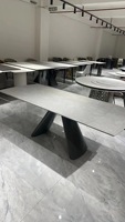 Table à manger rectangulaire en céramique nano, style italien, couleur argent mat, petite taille, pour intérieur, vente en gros depuis la Chine