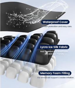 Intelligent Pneumatic Massage <b>Cushion</b> for Chair Solid Black Rectangle Shape with Memory Foam Filling and Spot Clean Care - Product Image 3
