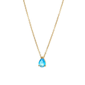 Collana con Ciondolo in Acciaio Inossidabile Placcato Oro 18k PVD Antiossidante, Personalizzabile con Cristallo a Goccia in 12 Colori, per Donne - Product Image 5
