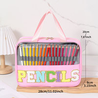 Nouvelle trousse multifonctionnelle transparente et étanche à grande capacité, portable, avec fermeture éclair, pour crayons de couleur et fournitures artistiques