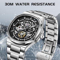 Montre mécanique automatique Mark Fairwhale Design pour homme, boîtier octogonal en acier inoxydable, bracelet en métal, étanche 3ATM, FW-6043