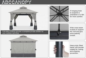 ABCCANOPY Gazebo Metales con Lados Pérgolas Para Jardines Y Terrazas Tenda Poliéster Tonnelle De jardin 3x3 Tettoie Per Esterno - Product Image 2