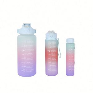 Lot de 3 Bouteilles d'Eau Motivationnelles pour la Gym, 1,5 Litre (64 Oz), Couleurs Dégradées, Ensemble 3-en-1 - Product Image 4