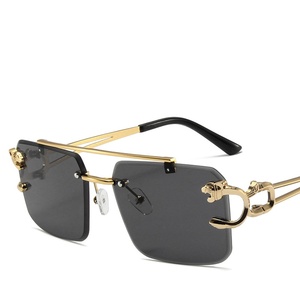 Occhiali da Sole Rettangolari Senza Montatura con Taglio Vivo di Grande Successo, Montatura Unisex con Testa di Leopardo e Doppio Ponte, Occhiali da Sole Senza Montatura da Uomo 2025 - Product Image 3