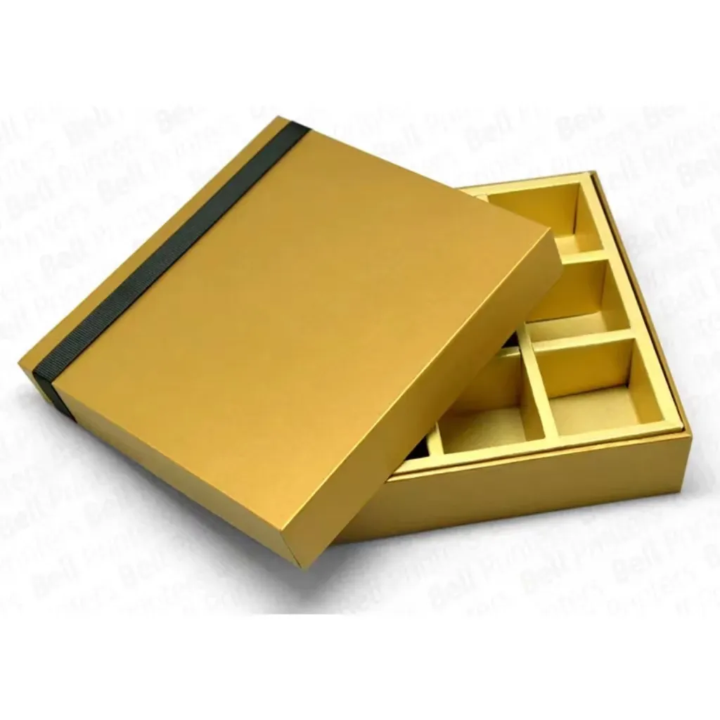 صندوق تعبئة فاخر من ورق مقوى ذهبي شوكولاتة عيد الميلاد بونبون برقائق ذهبية