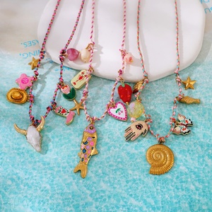 Collar de Cuerda Trenzada Asu Boho Chic con Dijes de Pez, Estrella de Mar y Ojo Religioso - Joyería de Playa de Verano para Mujer - Product Image 2