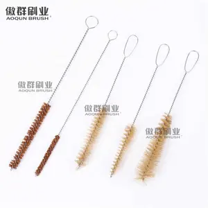 Straw Brush Drink Glass Bottle Cleaner Bamboo Stainless Steel Metal Straws Cleaning Brush To Cleaner Straws