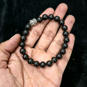 Pulsera de Turmalina Negra Natural con Amuleto de Buda, Pulsera de Cuentas de Cristal Hecha a Mano de 8 mm, Protección, Joyería Reiki, Regalo - Product Image 1