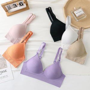 Nuevo estilo de gran tamaño de algodón liso <span class=keywords><strong>sin</strong></span> almohadilla de algodón <span class=keywords><strong>sin</strong></span> costuras <span class=keywords><strong>push</strong></span> <span class=keywords><strong>up</strong></span> tube Top Latex Copa fija sujetador calzoncillos conjunto de bragas para mujeres - Product Image 4