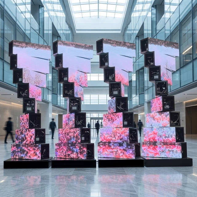 10 Layer 360 Rotating LED Display Double Sided Mechanical Kinetic Art Screen Digital Billboard Advertising LED Signage