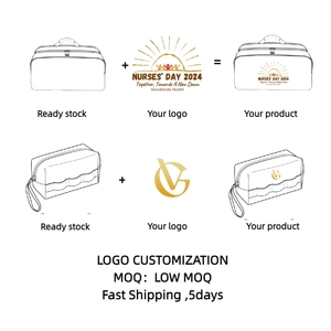 Borsa cosmetica di alta qualità con Logo personalizzato olografico argento viola eco-friendly impermeabile con cerniera in Denim Mesh oro rosa - Product Image 4