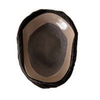 Perruques en cheveux humains vierges birmans # Prothèse capillaire fine mono en dentelle 7x9, couleur noire 1B, pour hommes asiatiques