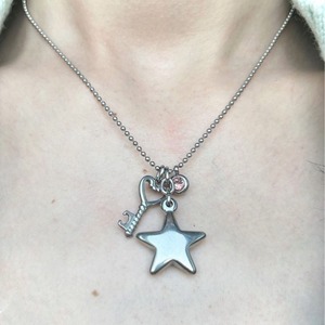 Collier étoile plaqué argent avec chaîne à perles, bijoux de mode unisexe - Product Image 1
