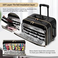 Valise de Maquillage à Roulettes Personnalisable avec Logo, en PU, à Poignée Télescopique, Grande Trousse de Voyage 3 Couches pour Coiffeur, Motif Alligator