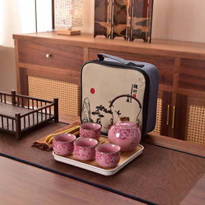 Ensemble tasse et plateau à thé Kung Fu <span class=keywords><strong>en</strong></span> <span class=keywords><strong>terre</strong></span> <span class=keywords><strong>cuite</strong></span> grossière avec petite poignée Théière pour le voyage et le camping Théière - Product Image 3