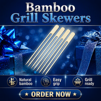 Brochettes jetables en bambou en gros pour barbecue au charbon de bois, outils de cuisine pour fêtes, camping en plein air, logo personnalisé, haute qualité
