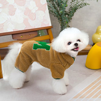 Kawaii Pet Wool Kapuzen weste Herbst Winter Dick Teddy Hund Plüsch Knopf Mantel Hosenträger Hose Overalls