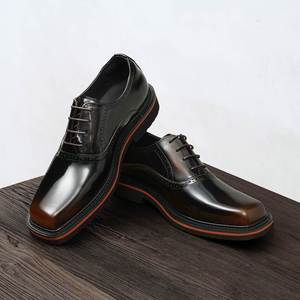 High Quality Luxury Casual Shoes Men Business Formal British Style Color Patchwork Lace-Up Square <b>Toe</b> Lightweight Breathable - Product Image 6