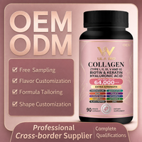 Complément alimentaire multi-collagène naturel en capsules, mélange 14-en-1, pépins de raisin, quercétine, bouteille personnalisée OEM