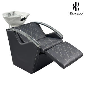 Wholesale High <b>End</b> Metal Shampoo Chair Hair Salon Fashionable PU Leather Ceramic Basin Shampoo <b>Bed</b> Back Washing Unit - Product Image 5