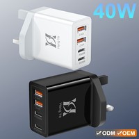 Özel USB Şarj Cihazı 4 Portlu PD Hızlı Şarj Akıllı Telefon Güç Adaptörü ABD İngiltere Avustralya AB Fişi 40w Hızlı Şarj Cihazı Telefon Android için