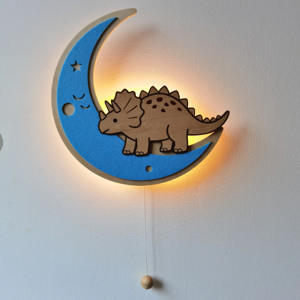 Lámpara de Pared Infantil de Madera con Forma de Dinosaurio, Decoración de Pared con Capas de Tela de Fieltro, Funciona con Pilas AA, Lámpara de Pared de Alta Calidad para Habitación Infantil - Product Image 6